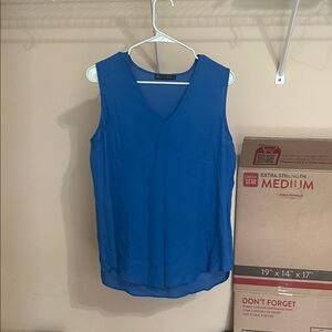 Rose & Olive Vibrant Blue V-Neck Blouse